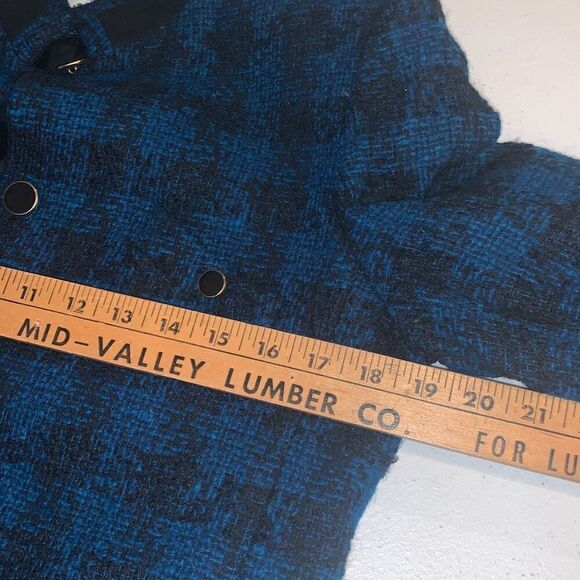 NWT Vintage Blue Plaid Tweed Fitted Button Down Blazer Jacket Size 6 - Picture 11 of 15